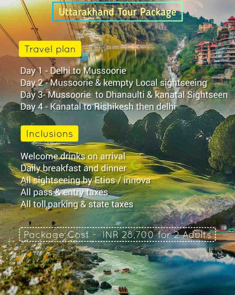 Global Path Holidays is a trusted Uttarakhand DMC offering all-inclusive B2B tour packages for Mussoorie, Nainital, Jim Corbett, Rishikesh, Haridwar, Auli, Chopta, Kausani, Ranikhet, and Chardham Yatra, with hotels, transport, meals & sightseeing.